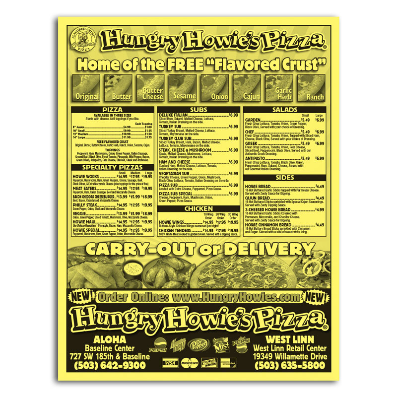 pizza menu